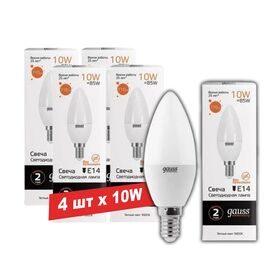 Лампочка LED GAUSS Elementary C37, 10W/E14/3000K/710lm/IP20/1/10/100, 4шт