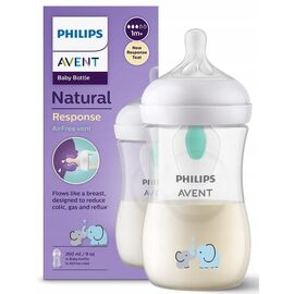 Biberon AVENT Natural Response Anti-Colic, din plastic, tetina din silicon, de la 1 luna, 260 ml