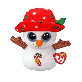 Jucărie moale TY Om de zapada cu palarie Brrrnie Beanie Boos, 15 cm