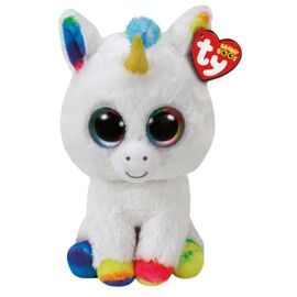 Jucărie moale TY Unicorn alb Pixy Beanie Boos, 15 cm