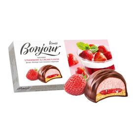 Десерт КОНТИ Бонжур, Вкус клубники со сливками, 232 г