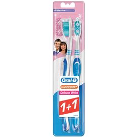 Зубная щетка ORAL-B Delicate White, 3 эффекта, 40 средняя, 1+1 шт