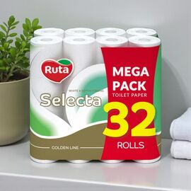 Туалетная бумага RUTA Selecta, 3 слоя белая, 32 рулона