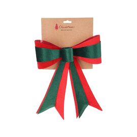 Бант декоративный CHRISTMAS, 27х33 см, Зелено-красный