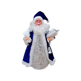 Moș Crăciun CHRISTMAS, Muzical, 30 cm, Blue&Silver