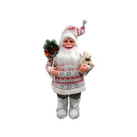 Дед Мороз CHRISTMAS, С подарками и медвежонком, 60 см, Scandinavian, Silver
