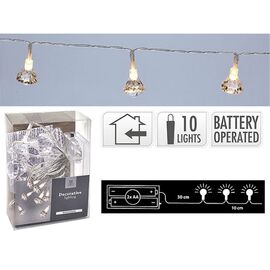 Огни новогодние  "Алмаз" 10LED, тепл-белые,1.2 м, 2XAA