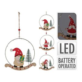 Украшение елочное 10LED "Гном с елкой" в кольце