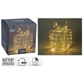 Figurina cu lumina "Cadou" 30LED, timer, 3XAA, 15Х15Х15 cm