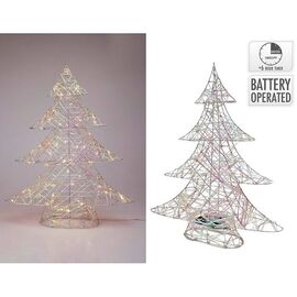 Figurina luminoasa "Brad" 60LED, 3ХAA, culoare perlata, alb-cald, 60 cm
