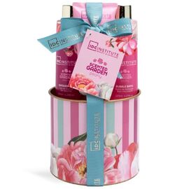 Набор IDC INSTITUTE Garden Peony Tin Gift: гель для душа 120 мл, пена для ванны 120 мл, лосьон для тела 70 мл