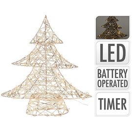 Фигура световая "Елка" 30LED, 2ХAA, золотой с жемчугом, 40 см