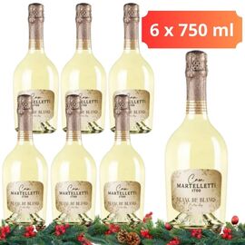 Набор Вино игристое CASA MARTELLETTI Blanc de Blancs Extra dry, белое, сухое, 750 мл, 6 шт