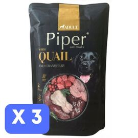 Набор Влажный корм PIPER Adult для взрослых собак, перепелка с клюквой, 500 г х 3 шт