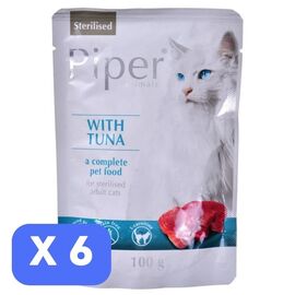 SET Hrana umeda pentru pisici PIPER CAT Sterilised, cu ton, 100 g х 6 buc