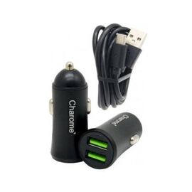 Încărcător auto CHAROME, cu cablu USB > Type-C, C6, Negru