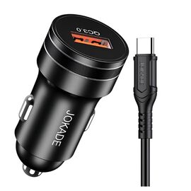 Încărcător auto JOKADE JH040, USB-A, cu cablu USB-A > Type-C, 18 W, Negru