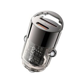 Încărcător auto YESIDO, USB-A + Type-C, 30 W, 2,4 A, Negru