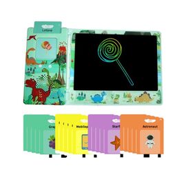 Tableta LCD pentru desen NEWLIGHT, 8,5", cu flashcarduri vorbitoare, Verde