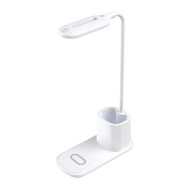 Lampa LED de birou REBELTEC W601, Cu incarcare Qi, 15 W, Alba