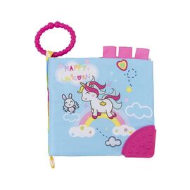 Carte educativă KIKKABOO Happy Unicorn, Cu inel de dentiție