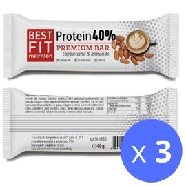 Набор Протеиновый батончик BEST FIT 40%, со вкусом капучино и миндаля, 40 г х 3 шт