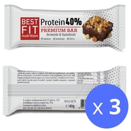 Набор Протеиновый батончик BEST FIT 40%, со вкусом брауни с фундуком, 40 г х 3 шт