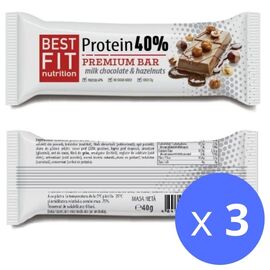 Набор Протеиновый батончик BEST FIT 40%, с молочным шоколадом и фундуком, 40 г х 3 шт