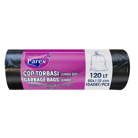 Мешки для мусора PAREX черные, биоразлагаемые, 10 шт/120 л