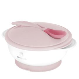 Bol cu ventuza si lingura cu senzor temperatura Kikkaboo, Pink