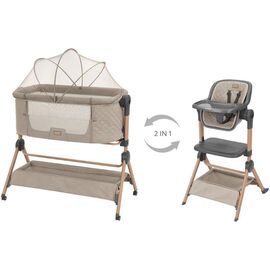 Patut co-sleeper + scaun de masa KIKKABOO Sleat Me Beige