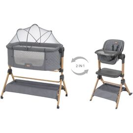 Patut co-sleeper + scaun de masa KIKKABOO Sleat Me Grey