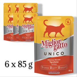 Set Morando Hrana umeda Prof Gatto Mousse Monoproteic, Curcan, 85 g, 6 buc