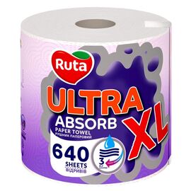 Бумажное полотенце RUTA Ultra XL, 1 рулон, 3 слон, Белое