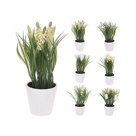 Floare artificiala "Iarba inflorita", 21 cm, in ghiveci