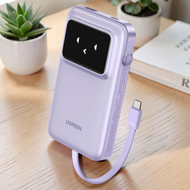 Power Bank UGREEN Uno Series with Cables Type-C, 10000mAh, 30W, Purple