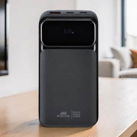 Power Bank Rivacase VA2221, 20000 mAh, QC 3.0/PD 22.5W, 3 cabluri integrate, negru