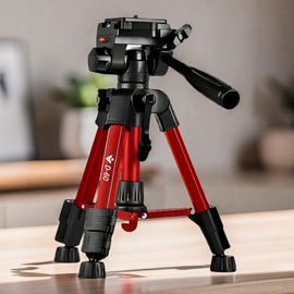 Tripod AccExpert D-60, Photography Professional Aluminum 63cm, Red