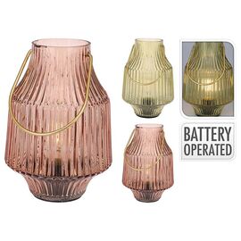 Фонарь "Амфора", LED, Стеклянный, 20 см, На батарейках
