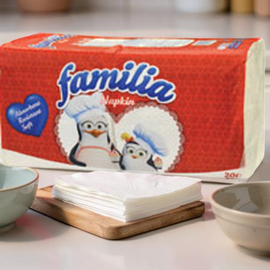Салфетки кухонные FAMILIA, 1 слой, белые, 200 шт