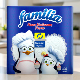 Салфетки кухонные FAMILIA, 1 слой, белые, 100 шт