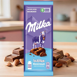 Шоколад молочный пористый Milka Bubbles, 80 г