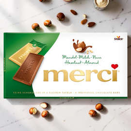 Конфеты MERCI шоколадные Tablets, Лесной орех и миндаль, 100 г