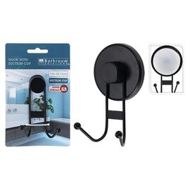 Cuier 2 carlige Bathroom, pe ventuza, negru, metal, 7х5.5х12 cm