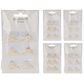 Set agrafe pentru par ELEGANZA "Perle", plastic, 3х3 cm, 6 buc