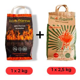 Набор BIO&FLAME: брикеты угольные 2 кг + древесный уголь 2,5 кг