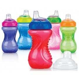 Pahar fara scurgeri NUBY ID9648, Cu pai moale, Pentru copii de la 6 luni, 300 ml