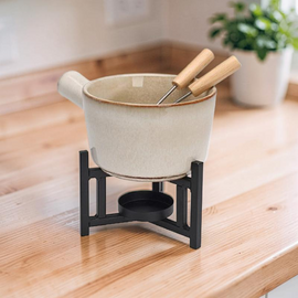 Set fondue EH, portelan, cana cu suport si 2 furculite