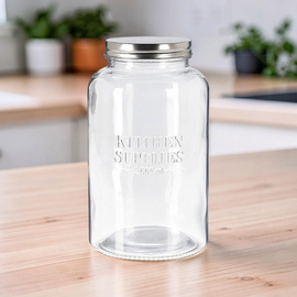 Borcan din sticla cu capac EH Kitchen supplies, 2l, H22 cm