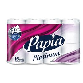 Туалетная бумага PAPIA, 4 слоя, 16 рулонов